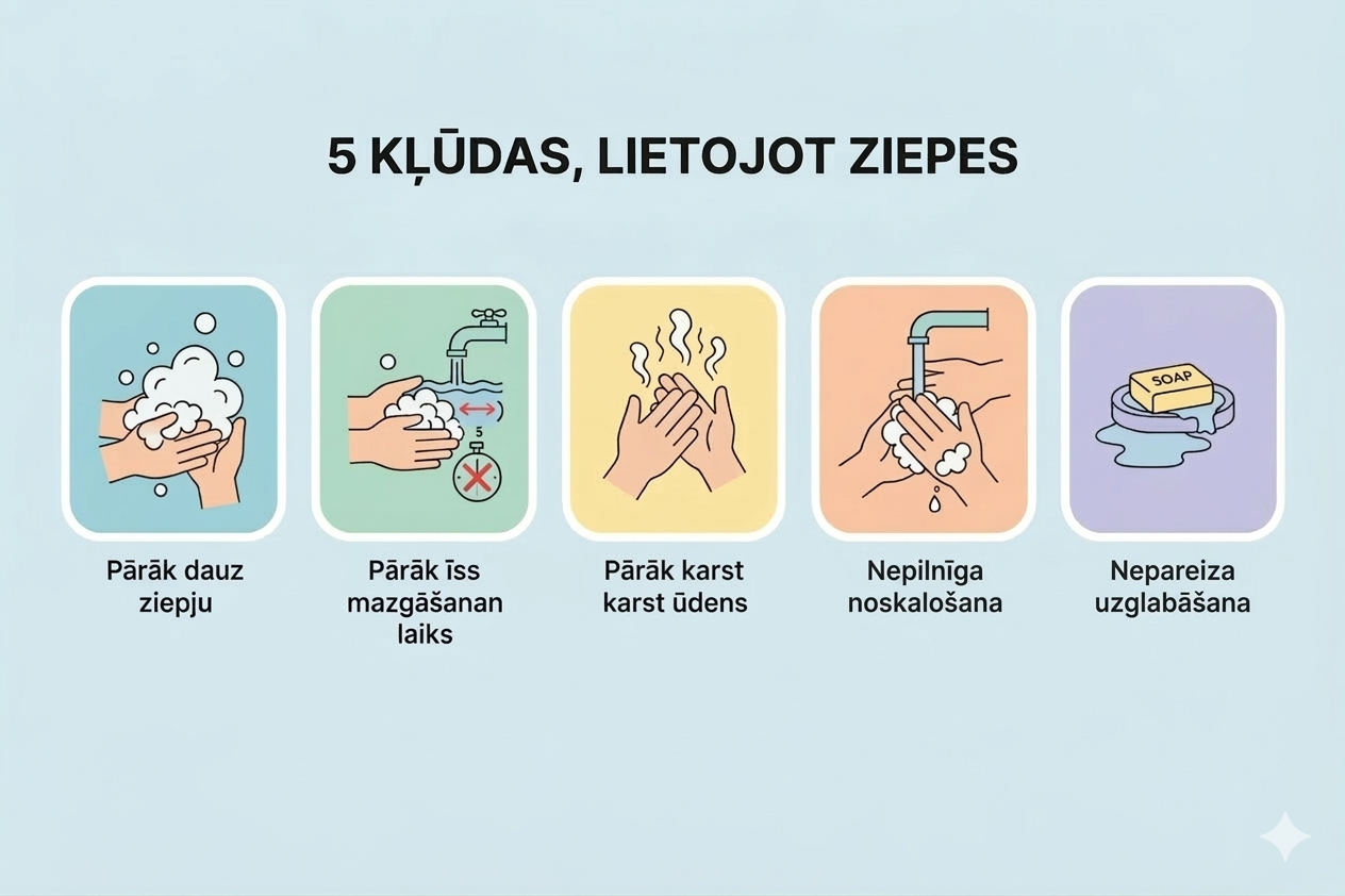 5 kļūdas, ko cilvēki pieļauj, lietojot ziepes